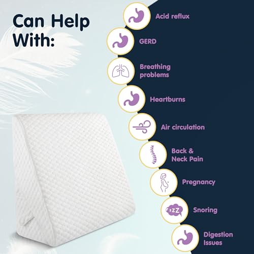 Wedge Pillow for Sleep Apnea, 12 Inch Adjustable Height Bed Wedge Pillow for Headboard, Gerd, Acid Reflux Relief, Snoring, and Post Surgery Recovery. Bed Pillow for Sitting Up in Bed