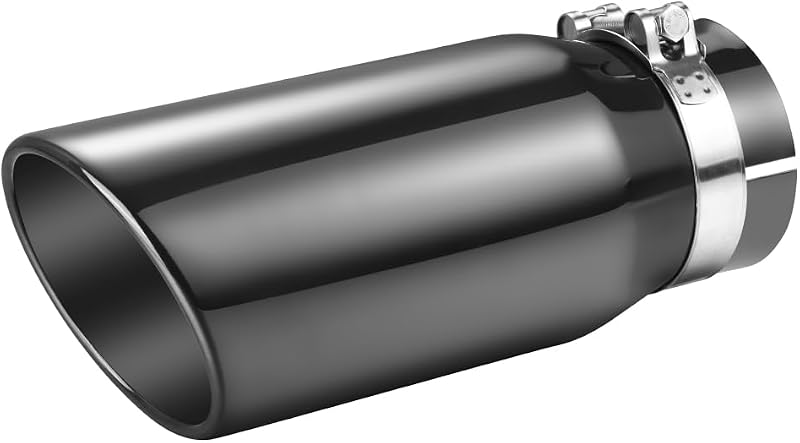Ponteira de escapamento A-KARCK Black Chrome em aço inoxidável, entrada 4" e saída 5" – 12"