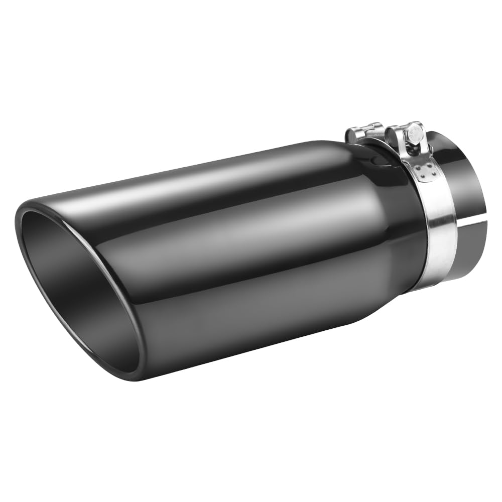 Photo 1 of A-KARCK Black Chrome Exhaust Tips 3.5" Inlet, 3.5" Inlet 5"Outlet 12" Length Clamp on Universal Never Fading Stainless Steel Muffler Tip
