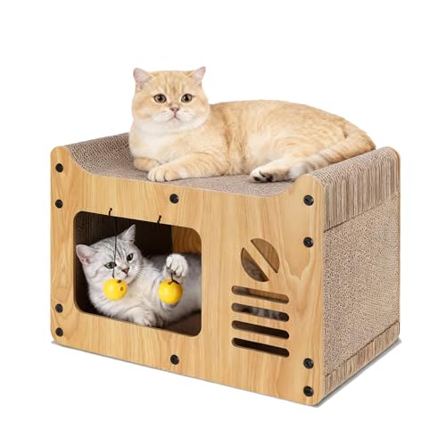 Nobleza Rascador De Cartón Para Gatos Con Juguete De Bola Y Catnip, Casa Para Gatos Cartón Grande, 47,5x25x32,5 Cm Nobleza Rascador De Cartón Para Gatos Con Juguete De Bola Y Catnip, Casa Para Gatos Cartón Grande, 47,5x25x32,5 Cm