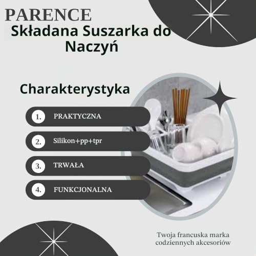 PARENCE.- Wielokomorowy składany stojak na naczynia - Stojak na zastawę stołową i sztućce silikonowe, PP i TPR - Wszechstronny, praktyczny, trwały - 36x31cm