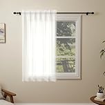 Pacok White Voile Curtains, 45 Drop Net Curtain for Windows, Rod Pocket Sheer Curtain Panel Voile Curtains for Living Room Kitcken Bedroom W56xL45 Inch(White, 142 x 114cm)