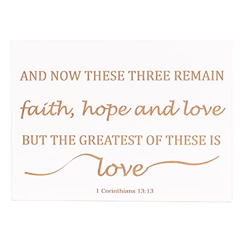 Carol's Inspirations 1 Corinthians 13 Wall Art | Faith Hope Love Decor Engraved With Bible Verse | Religious Wooden Plaque For Entryway Table Decor | Made In Usa, White, 7.5X5.5 #TOP3