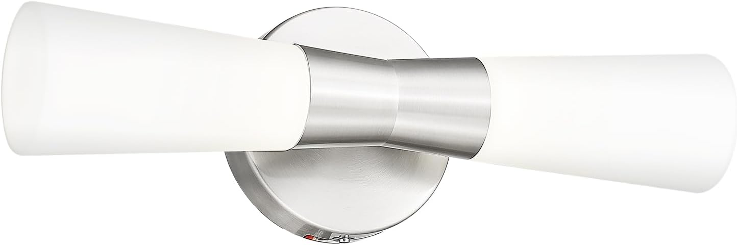 kudos Wall Sconces 16inches Brushed Nickel Vanity Light Fixtures, Modern Sconces Wall Lighting with Milk White Glass, Dimmerable 3000K/4000K/5000K for Bathroom Bedroom, KDVL13-BN