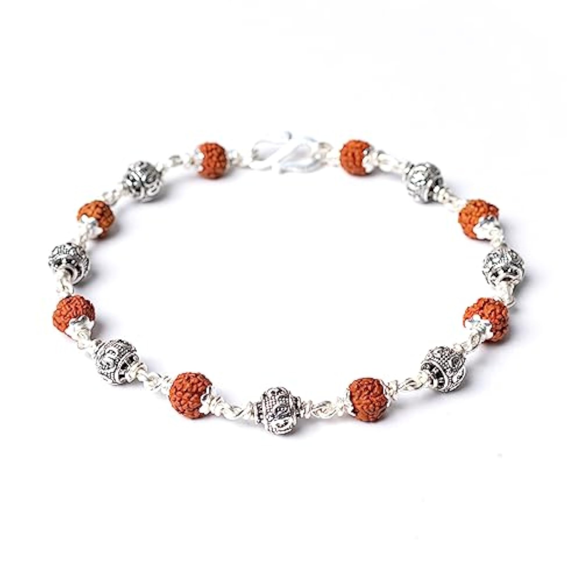 Pure Silver Rudraksha Rakhi for Brother, 925 Silver