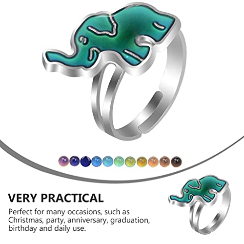 Generic 1Pc Color Change Finger Ring Elephant Shape Mood Ring Adjustable Open Ring Creative Ring For Kids Women, 1.5X1.3Cm, 36916L17Oa3Ejdr #TOP4