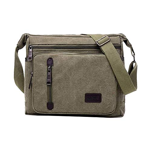 XYDZ Herren Umhängetaschen, Canvas Messenger Bag Leinwand Schultertaschen, Reise Umhängetasche Mehrere Taschen für Arbeit Und Schule (Olive Green) Cover