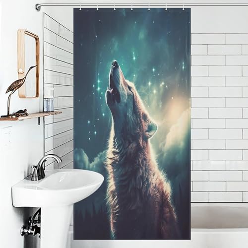 Rideau de douche loup 92x183 cm en tissu polyester imperméable - 6