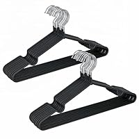 Amber Home 20 Pack 16\" Non-Slip Rubber Coated Metal Suit Coat Hangers, Heavy Duty Clothes Hanger with Chrome and Black Friction, Metal Shirt Jacket Hanger with Round Notches for Dress