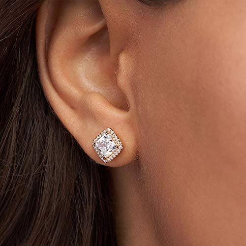Pandora Jewelry Square Sparkle Halo Stud Cubic Zirconia Earrings In Gold 14K #TOP3