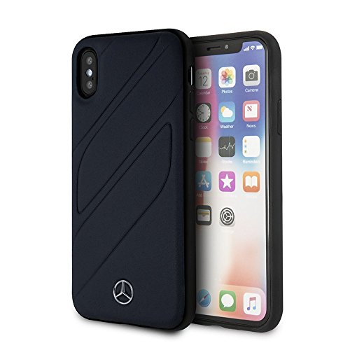 Cg Mobile Mercedes-Benz Phone Case For Iphone Xs/X In Navy Organic Collection, Real Leather Protective, Durable & Anti-Scratch Case With Accessible Ports, Shock Absorption & Signature Logo #TOP1