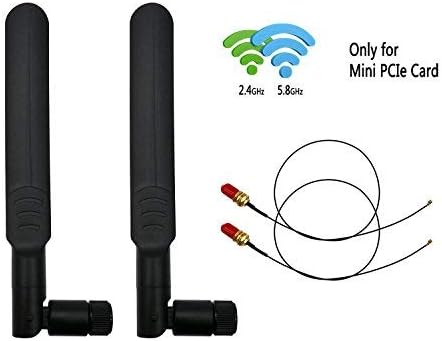 8dBi 2.4GHz 5.8GHz Dual Band Omni-Directional WiFi RP-SMA Antenna + 35cm U.fl/IPEX to RP-SMA Female Pigtail Cable for Mini PCIe Card Routers Repeater Desktop PC FPV UAV Drone PS4 Build