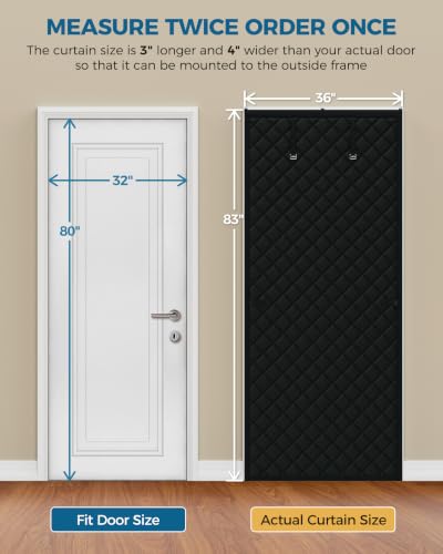 Image of Augblinds Thermal Insulated Door Curtain, One-Piece, Fits 32 x 80 in, Black