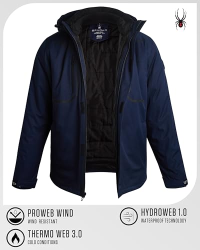 Image of Spyder Mens Ski Jacket - 3-in-1 System Snow Waterproof Winter Jackets for Men - Mens Snowboard Jacket with Detachable Hood