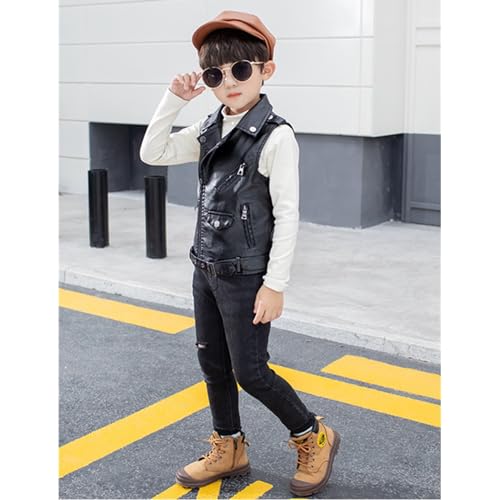SywzX&xfybz Children Faux Leather Motorcycle Vests Boys Jacket Black4