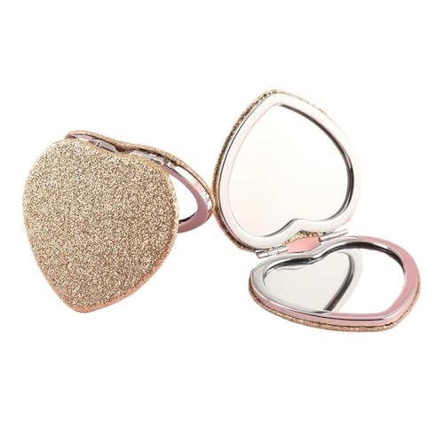 XenofLStry 1PCS Heart Shape Loose Powder Double Sided Makeup Mirror