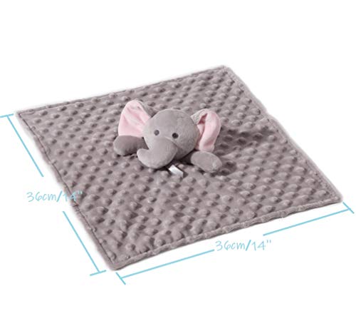 Image of CREVENT Cozy Plush Baby Security Blanket Loveys for Baby Boys and Girls, Minky Dot Front + Sherpa Backing with Animal Face (Grey Elephant)