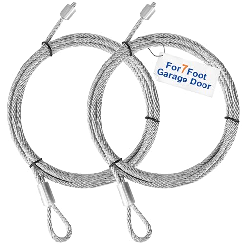 Garage Door Cables for 7 Ft Door, 8 Ft 6 Inch Long Cable Replacement for Torsion Springs, Garage Door Repair Kit Upgrades of Your Garage Door Springs & Wires Connect Easily to Drums & Bottom Brackets