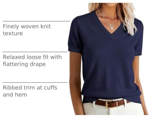 Image of ANRABESS Womens Short Sleeve Sweater Top Wool Blend Business Casual Outfits