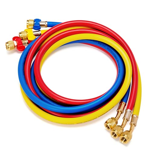 VIVOHOME 5 ft R410A HVAC Refrigerant Charging & Recovery Hoses 1/4 Refrigeration Hoses with Tap Valve Suitable for R134a R22 R12 R502 and R404A 800 PSI Working 4000 PSI Burst