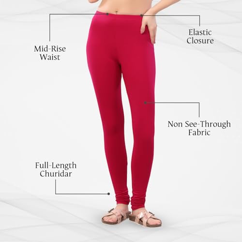 Image of TRASA Ultra Soft Cotton 4 Way Stretchable Churidar Solid Regular and Plus 20 Colours Leggings for Womens and Girls -Sizes :-M, L, XL, 2XL, 3XL, 4XL, 5XL, 6XL