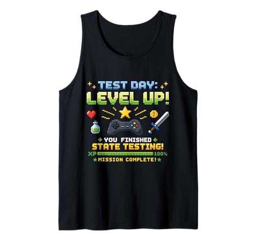 Test Day Level Up Funny Gamer Student State Testing Tank Top