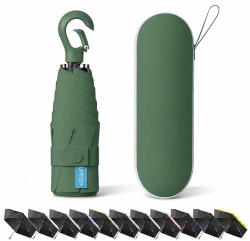 Image of Owme UV Umbrella for Women, Mini Folding Portable 2-Fold Umbrellas | Manually Open & Close for Rain and Sun Protection, Anti-Slip Handle | Windproof Umbrlla | Chata for Rain for Men -