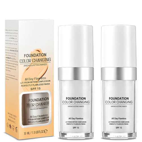 2 Pack Colour Changing Foundation,Colour Changing Mature Skin Foundation,Foundation Change uk Mature Skin,Naturally Moisturizing Sunscreen Brighten Complexion Concealer 30ml
