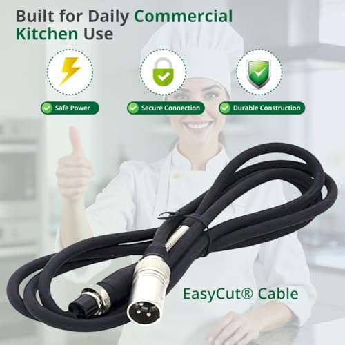 Easycut Doner Cutter Replacement Power Lead for Donner Kebab Slicer Knife, 2 Metres (2M) long Rubber Cable with 3 Pin Connector (1-Pack) - Image 3