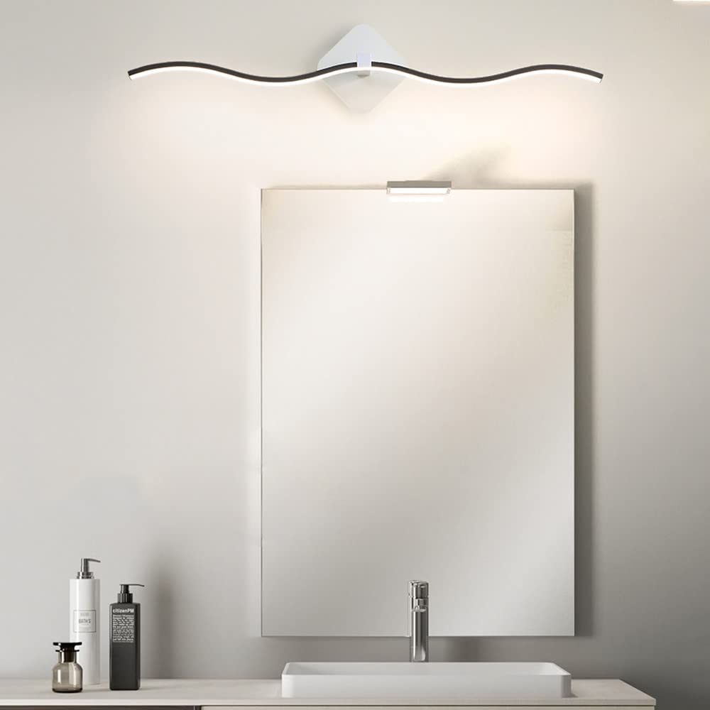 Lampada Specchio Frontale Led per Bagno, Lampada da Trucco a Forma D'Onda per Comodino da Bagno, Illuminazione Sopra Armadio Specchio, Illuminazione per Quadri/3 Color Mode/60Cm