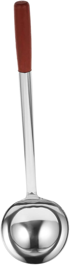 Stainless Steel Cooking Spoon Ergonomic Wooden Handle Frying Spoon Wok Ladle Kitchen Utensil