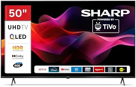 SHARP 50HM5745E QLED Fernseher 50 Zoll Smart TV 4K UHD Dolby Vision HDR | Dolby Atmos | HDMI 2.1 ALLM | Frameless Design | Bluetooth | Google Cast | Triple-Tuner DVB-C/-S2/-T2 | Mo