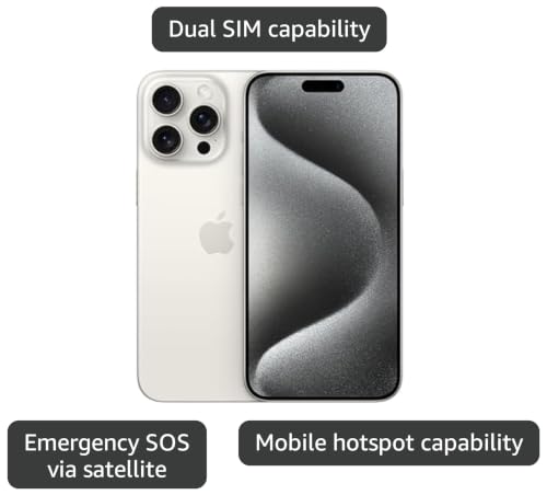 Image of Apple iPhone 15 Pro Max, 256GB, White Titanium for Cricket Wireless (Renewed Premium)