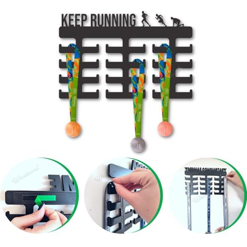 Porta Medalhas Corrida Masculina Keep Running Woodecora