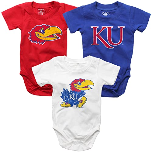 Image of Wes and Willy Baby College Team 3 Pack of Cotton Rompers