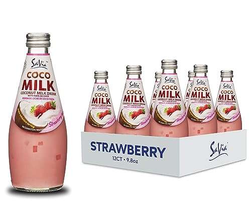 Savia - Coconut Milk Drink, Quality Coconut-Based Beverage, Made with Real Coconut Pulp & Natural, Delicious & Refreshing, Vegetarian, Gluten-Free(9.8oz, 12-Pack) (Strawberry)