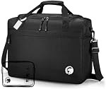 BAGZY 16"x12"x6" Personal Item Bag for Airplanes, 20L Lightweight Weekender Bags, Underseat Carry On Luggage Flight Approved, Small Overnight Gym Hospital Travel Beach Bag with Toiletry Pouch Black