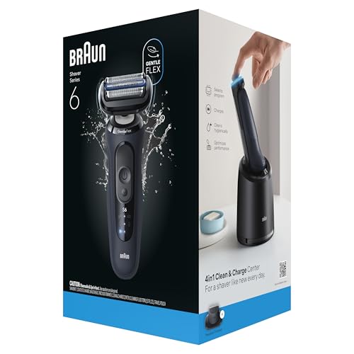 Braun Electric Razor for Men Series 6 with Precision Trimmer, Extra Shaver Head, 4-in-1 Clean & Charge Center, Travel Case, S6 6177ps