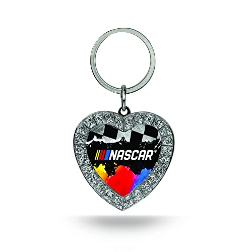 Rico Industries NASCAR Logo Bling Heart Key Chain Rhinestone Heart Keychain