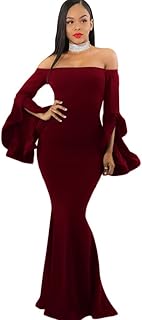 فستان نسائى طويل دون اكتاف لون نبيتي