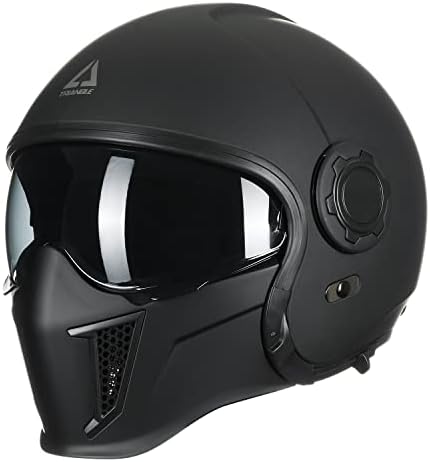TRIANGLE Open Face Motorcycle Helmet Half for Men Cruiser Scooter Street Bike DOT Approved (Large, Black)…