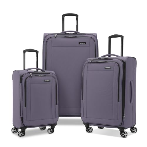 Samsonite Saire LTE Softside Expandable Luggage with Spinner Wheels, 3-Piece Set (Carry On/Medium/Large), Purple Frost