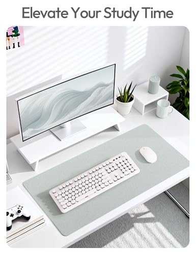 Image of YSAGi Leather Desk Pad Protector, Office Desk Mat, Large Mouse Pad, Non-Slip PU Leather Desk Blotter, Laptop Desk Pad, Waterproof Desk Writing Pad for Office and Home (Silver, 31.5 inch x 15.8 inch)