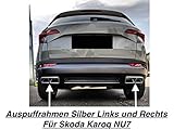 Material ABS / Made in EU Links + Rechts Auspuffblende Endroher Auspuff Sportauspuff Abdeckung Auspuffrahmen Reflektor Trapezblenden Silber (NU7)