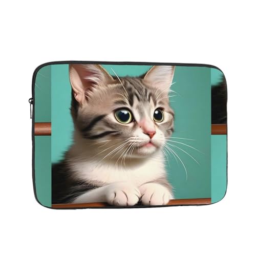 A Curious Cat Laptop Bag Durable Computer Carrying Case for Most Laptops and Ipads Shock Resistant Slim Sleeve 12 Inch