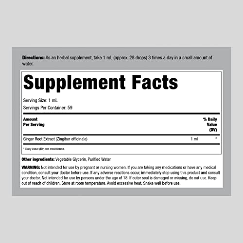 Piping Rock Ginger Root Extract Liquid 2 Fl Oz | Alcohol Free | Gluten Free, Non-Gmo, Sugar Free Supplement #TOP1