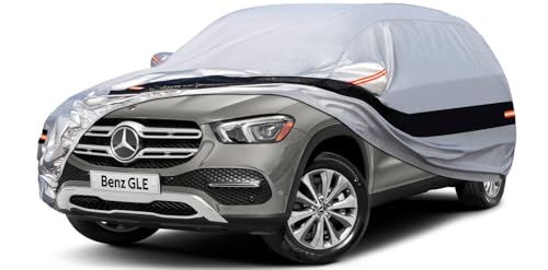 Image of Holhtly Car Cover Custom Fit for Mercedes-Benz GLE, Car Covers for Automobiles All Weather Waterproof Sun Snow Rain Wind Dust Protection, Outdoor Car Cover Gray & Black