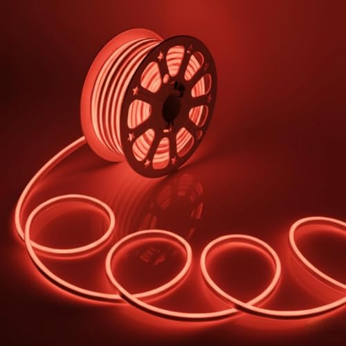 Image of 16.4 Feet LED Neon Strip Lights, with 12V Adapter, Waterproof IP65, Silicone Flexible Rope Light for Home Decor | Led Strip Lights | Neon Lights | 5 Meter | (RED)