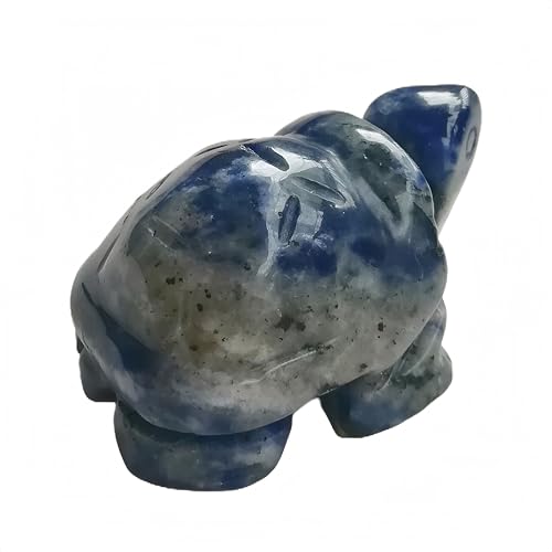 Afucats Natural Sodalite Turtle Crystals and Healing Indoor Decorative Stones,1.5" Hand Carved Animal Collectible Feng Shui Decor