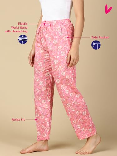 Image of PYNK by Lux Cozi Women's Cotton Printed Palazzo Pyjama Relaxed Lounge Pants | Super Soft Comfortable | Loungwear Pyjama Pant-Pack of 1